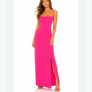 Superdown Hot Pink Slim Maxi Dress with Side Slit